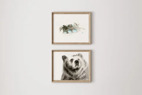 Image of a bear watercolor painting by Shayna Larsen, originals & prints available