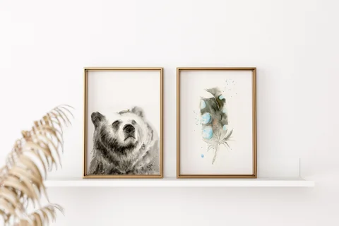 Image of a bear watercolor painting by Shayna Larsen, originals & prints available