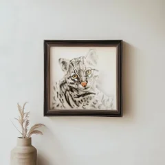 Image of a ocelot watercolor painting by Shayna Larsen, originals & prints available