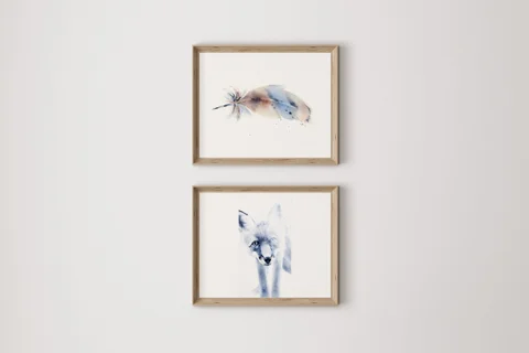 Image of a fox watercolor painting by Shayna Larsen, originals & prints available