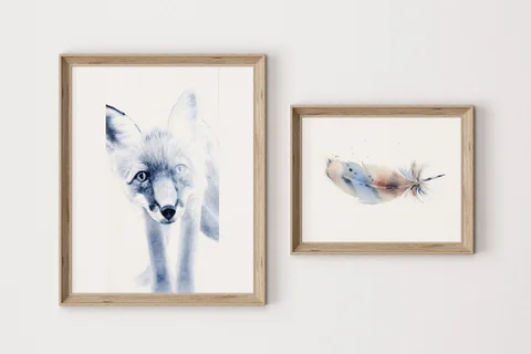 Image of a fox watercolor painting by Shayna Larsen, originals & prints available