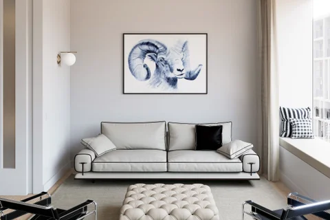 Image of a sheep watercolor painting by Shayna Larsen, originals & prints available