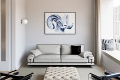 Image of a sheep watercolor painting by Shayna Larsen, originals & prints available