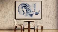 Image of a sheep watercolor painting by Shayna Larsen, originals & prints available
