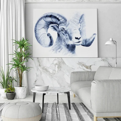 Image of a sheep watercolor painting by Shayna Larsen, originals & prints available