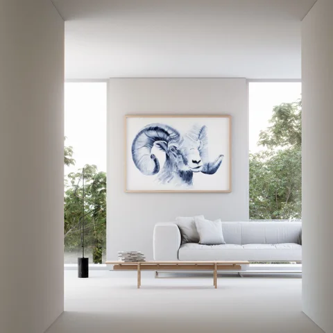 Image of a sheep watercolor painting by Shayna Larsen, originals & prints available