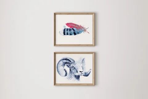 Image of a sheep watercolor painting by Shayna Larsen, originals & prints available