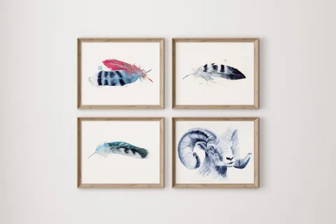 Image of a sheep watercolor painting by Shayna Larsen, originals & prints available