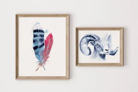 Image of a sheep watercolor painting by Shayna Larsen, originals & prints available