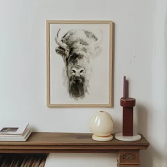 Image of a buffalo watercolor painting by Shayna Larsen, originals & prints available