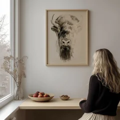 Image of a buffalo watercolor painting by Shayna Larsen, originals & prints available