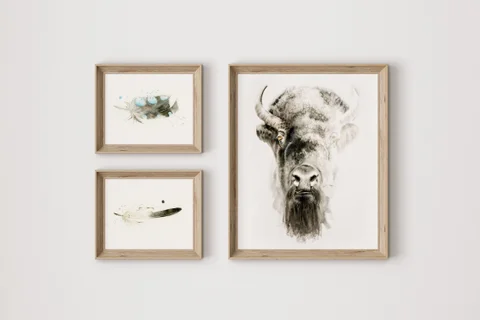 Image of a buffalo watercolor painting by Shayna Larsen, originals & prints available