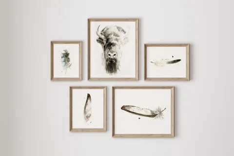 Image of a buffalo watercolor painting by Shayna Larsen, originals & prints available