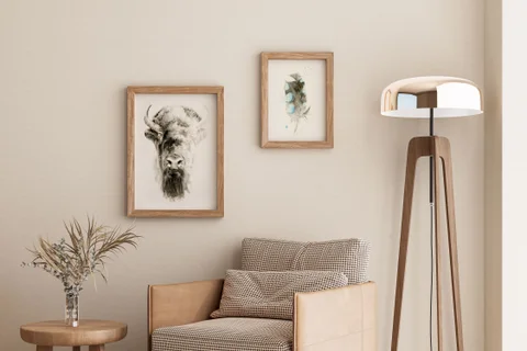 Image of a buffalo watercolor painting by Shayna Larsen, originals & prints available