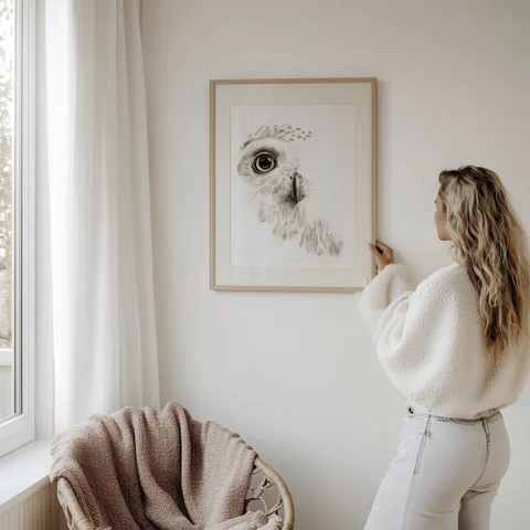 Image of a owl watercolor painting by Shayna Larsen, originals & prints available