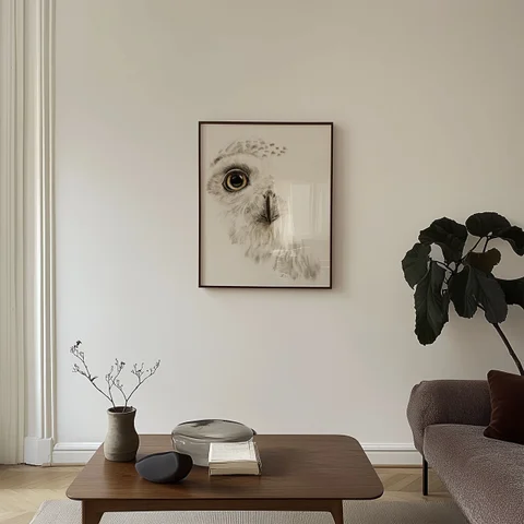 Image of a owl watercolor painting by Shayna Larsen, originals & prints available