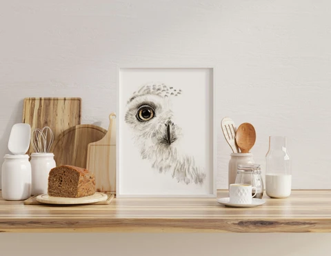 Image of a owl watercolor painting by Shayna Larsen, originals & prints available