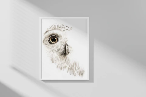 Image of a owl watercolor painting by Shayna Larsen, originals & prints available