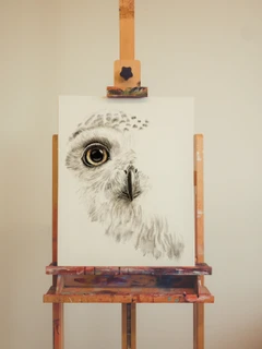 Image of a owl watercolor painting by Shayna Larsen, originals & prints available