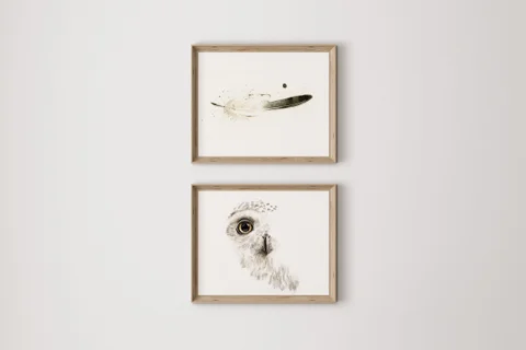 Image of a owl watercolor painting by Shayna Larsen, originals & prints available