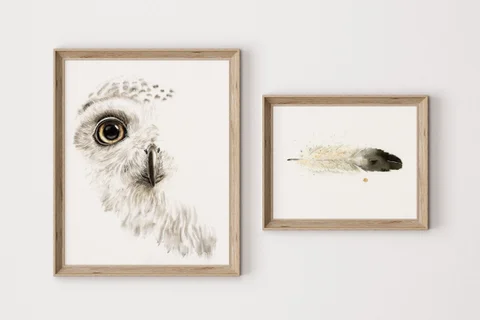 Image of a owl watercolor painting by Shayna Larsen, originals & prints available