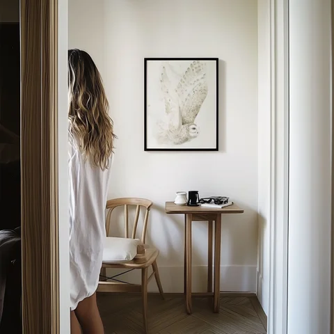 Image of a owl watercolor painting by Shayna Larsen, originals & prints available