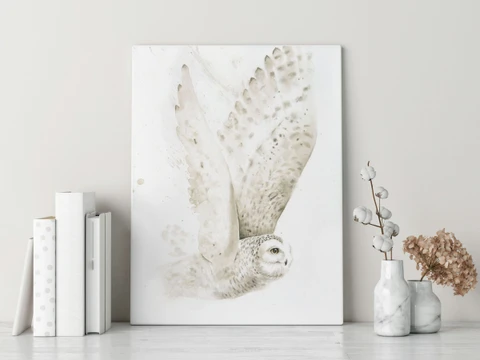 Image of a owl watercolor painting by Shayna Larsen, originals & prints available