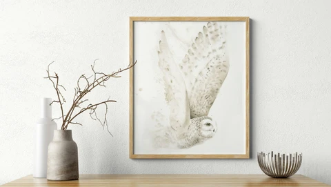 Image of a owl watercolor painting by Shayna Larsen, originals & prints available