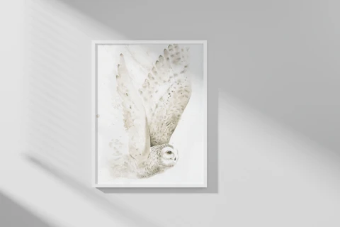 Image of a owl watercolor painting by Shayna Larsen, originals & prints available