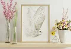 Image of a owl watercolor painting by Shayna Larsen, originals & prints available
