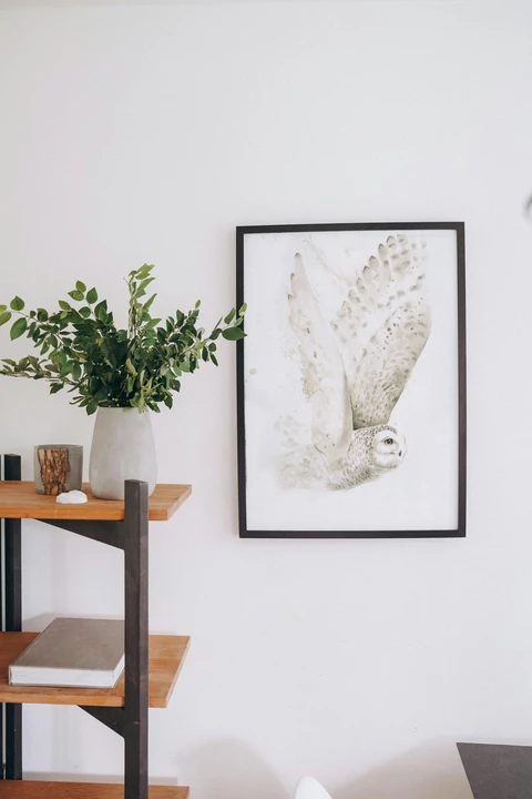 Image of a owl watercolor painting by Shayna Larsen, originals & prints available