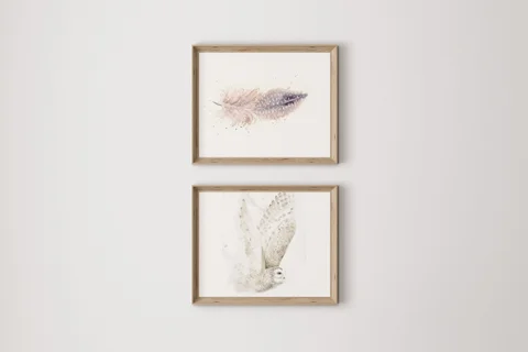 Image of a owl watercolor painting by Shayna Larsen, originals & prints available