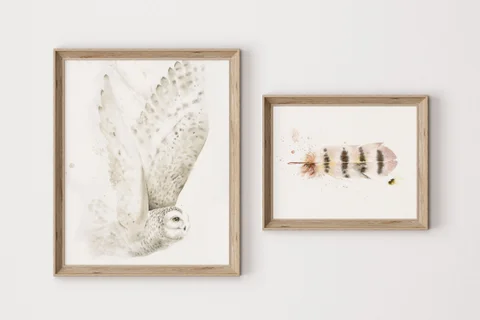 Image of a owl watercolor painting by Shayna Larsen, originals & prints available