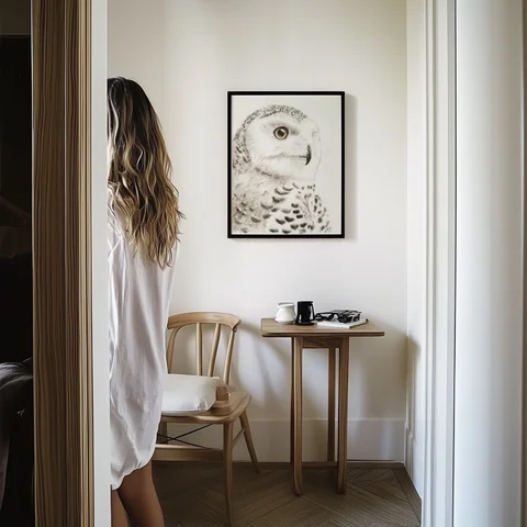 Image of a owl watercolor painting by Shayna Larsen, originals & prints available