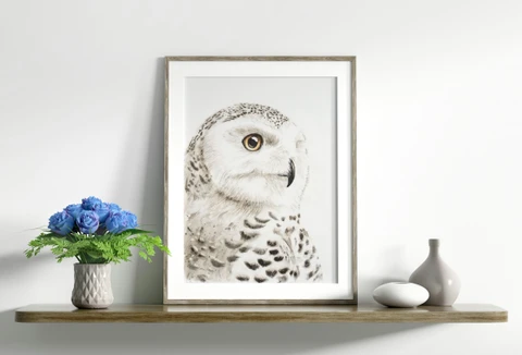 Image of a owl watercolor painting by Shayna Larsen, originals & prints available