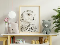 Image of a owl watercolor painting by Shayna Larsen, originals & prints available