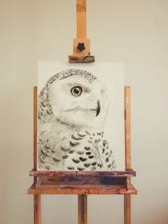 Image of a owl watercolor painting by Shayna Larsen, originals & prints available