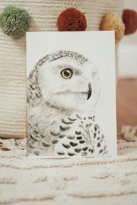 Image of a owl watercolor painting by Shayna Larsen, originals & prints available