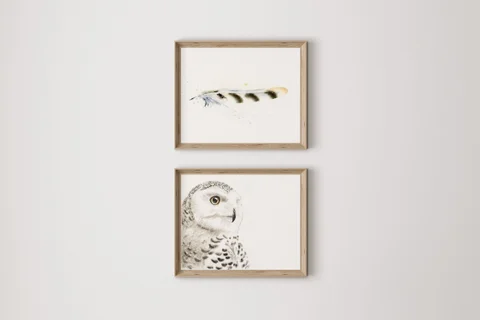 Image of a owl watercolor painting by Shayna Larsen, originals & prints available