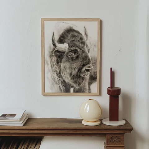 Image of a buffalo watercolor painting by Shayna Larsen, originals & prints available