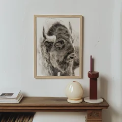 Image of a buffalo watercolor painting by Shayna Larsen, originals & prints available