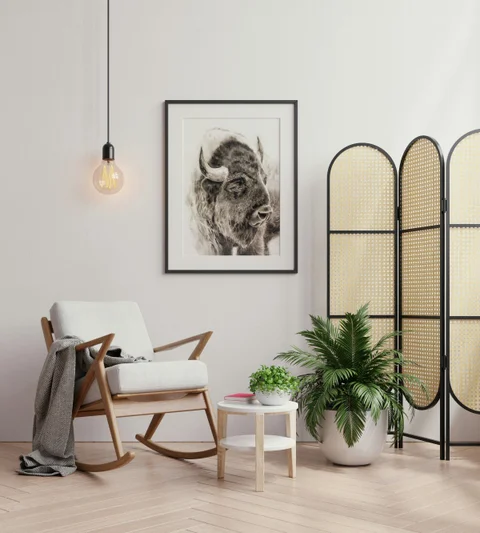 Image of a buffalo watercolor painting by Shayna Larsen, originals & prints available