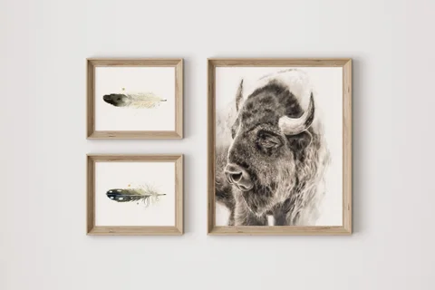 Image of a buffalo watercolor painting by Shayna Larsen, originals & prints available