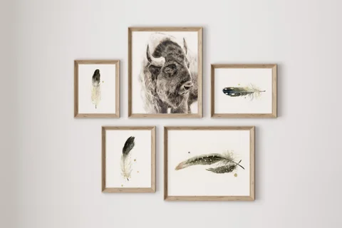 Image of a buffalo watercolor painting by Shayna Larsen, originals & prints available