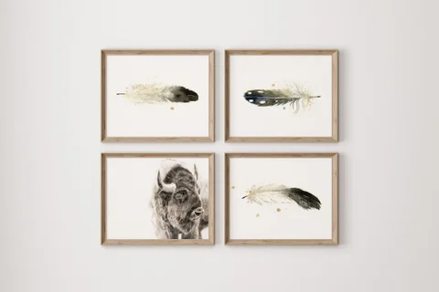 Image of a buffalo watercolor painting by Shayna Larsen, originals & prints available