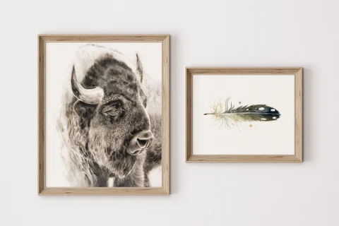 Image of a buffalo watercolor painting by Shayna Larsen, originals & prints available