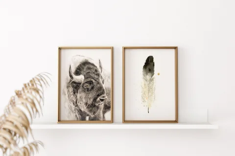 Image of a buffalo watercolor painting by Shayna Larsen, originals & prints available