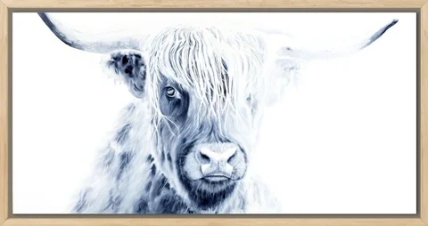 Image of a highland-cow watercolor painting by Shayna Larsen, originals & prints available