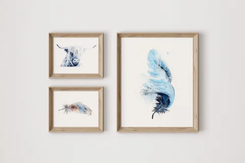 Image of a highland-cow watercolor painting by Shayna Larsen, originals & prints available