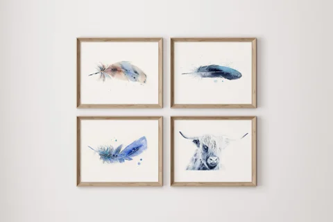 Image of a highland-cow watercolor painting by Shayna Larsen, originals & prints available